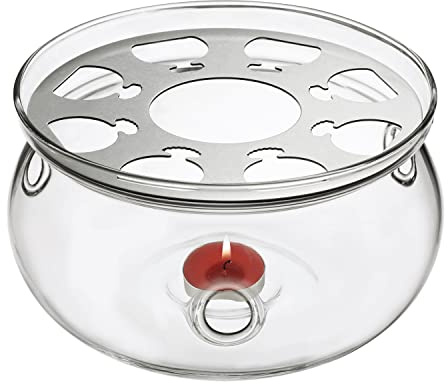 CnGlass Universal Glass Teapot Warmer,Handcrafted with Heat Proof & Lead-Free Glass Tealight Warmer 5.3 in/13.5cm Diameter (Candle not Included)