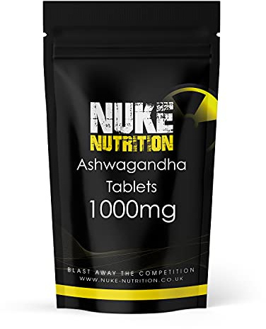 Nuke Nutrition Ashwagandha Tablets | 120 Tablets | 1000mg High Strength | Natural Easy Swallow Capsules | Pure Ashwagandha Root Supplement | Support Body Functions & Cognition | Vegan