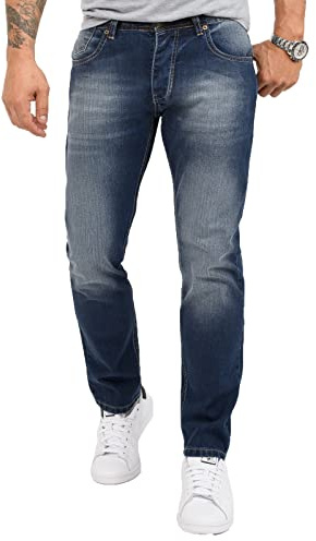 Rock Creek Herren Jeans Regular Fit Stretch Jeans Männerhose Herrenjeans Denim Hosen Herrenhose Straight Cut Stonewashed RC-2343 Blau W42 L34