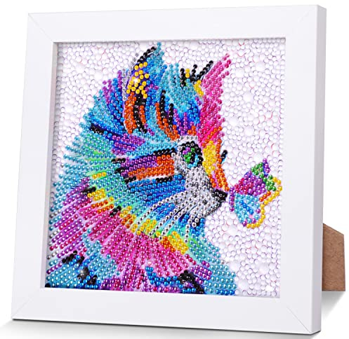 AmzKoi Diamond Painting Set für Kinder, 5D Diamant Painting Full Mit Holzrahmen Katze, Malen Nach Zahlen Diamant Painting Kinder Mädchen Erwachsene, Bilder Arts Craft für Home Decor