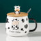 Xfeyaqlo Kuh Becher Tasse Kuh kaffeetasse Kuhmotiv Teetasse Kuh mit Löffel & Deckel Lustige Cute Geschenk für Freund 400 ml, 1Stk (A)