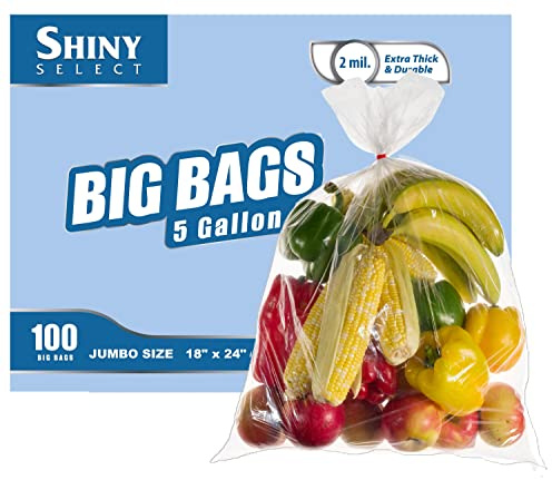 [ Pack of 100 ] 5 Gallon Bucket Liner Bags for Marinating and Brining - 2 MILL THICK- BPA FREE - ''18x24'' - Poly Bags, Food Grade, BPA Free, X-Large BIG Bags for Food Storage, Freezer, Meat, Seasonal