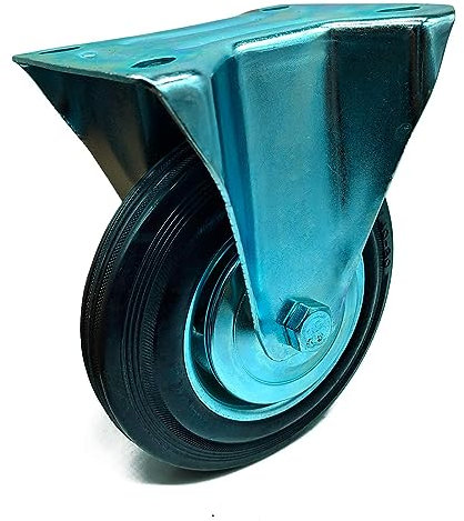 Tradineur - Rueda fija para muebles, hierro y goma, incluye placa de montaje, rueda de transporte para cargas pesadas, industrial, peso máx. 150 kg, Ø 160 mm
