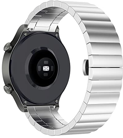 Armband Kompatibel mit Huawei Watch GT 2e Armband Metall Ersatzarmband Wasserdicht Edelstahl Replacement Wrist Strap Zubehör Uhrenarmband für Huawei Watch GT 2e (Weiß)