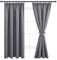 DWCN Grey Blackout Curtains for Bedroom Thermal Curtains Pencil Pleat Short Window Curtains with Hooks for Track Rail Curtains for Living Room 46 x 72 inch Length, Grey, 2 Panels