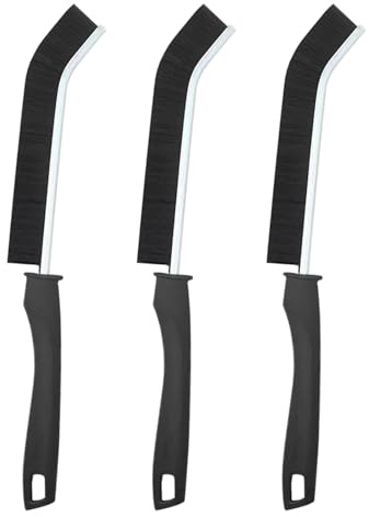 SWYSGS 3 cepillos de limpieza de juntas con cerdas duras, cepillo limpiador de juntas para juntas profundas de azulejos, herramienta de limpieza para grietas (negro)