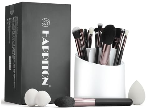 Lot de 17 pinceaux de maquillage professionnels pour les yeux, le visage, le fond de teint, le blender, le correcteur, le pinceau de maquillage avec support rotatif