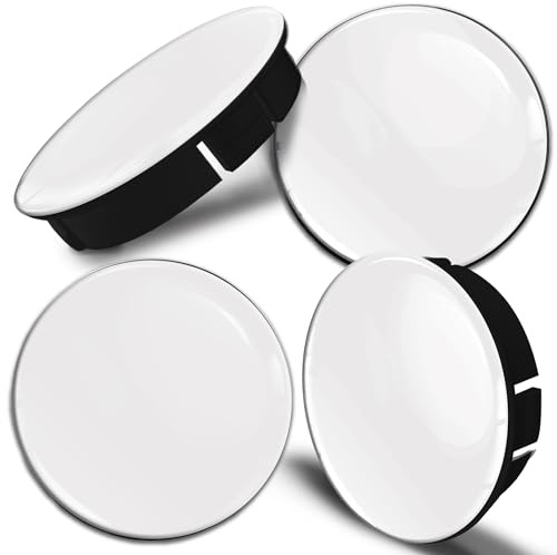 Biomar Labs 4 x 60 mm/55 mm universell plastnavkapslar, fälgkåpa, navkapsyl, hjulhätta, vit glänsande C 55