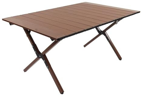XHTLLO Campingtisch, Großer Desktop Klapptisch für Den Strand, Tragbarer, Leichter Klapptisch Aus Walnussholz, Grilltisch für Picknick Grill Im Innen und Außenbereich, Walnussfarbe