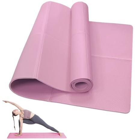 Classic Yoga Mat for Woman and Man, LULUWA Non Slip Portable 6mm Thick EVA Exercise Gym Mat for Fitness Yoga Pilates Workout Outdoor Camping Travelling (Pink)