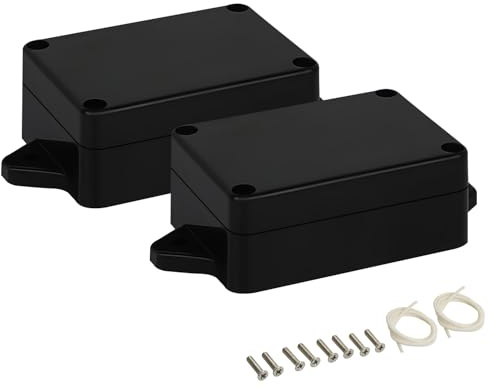 LMioEtool Abzweigdose, wasserdicht und staubdicht IP65, universelles Elektronikgehäuse aus ABS-Kunststoff, Schwarz mit Befestigungsohren, 83 x 58 x 33 mm (2 Stück)