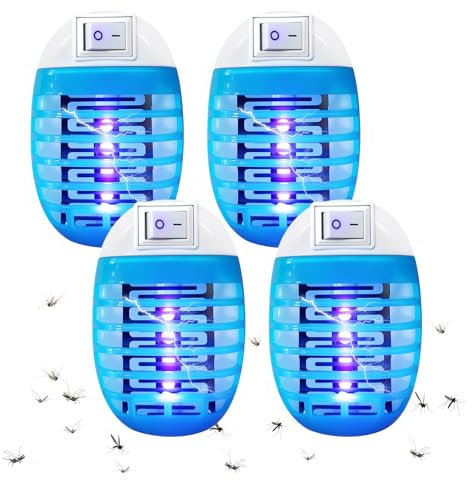 Horuili® Lámpara eléctrica anti-mosquitos, 4 piezas, trampas para mosquitos con lámparas UV, enchufe anti-mosquitos, para polillas, moscas, mosquitos, interior dormitorio cocina