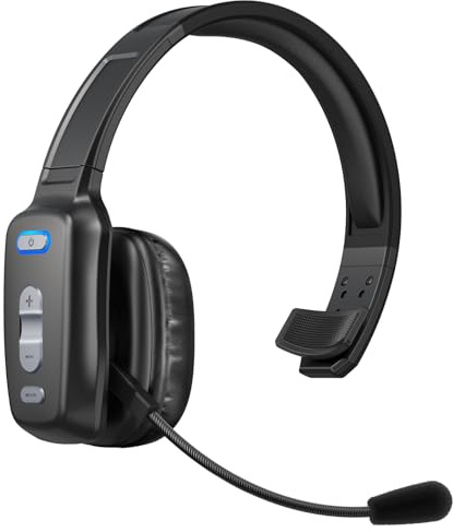 Bluetooth Headset, 60hrs Noise Canceling V5.2 Over Head Headphones, Single Ear Trucker Wireless Headset with Mic, Mute Button, Multipoint, for Phones PC Computer Truck Driver Office Work - Slate