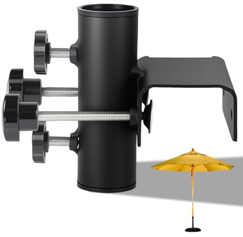 Support de Parasol de Balcon, Pince de Fixation Parasol Balcon Carré à Serrage, pour Parasol, Balcon, terrasse, pour Zone de Serrage 63-20 mm, diamètre du Parasol 23-38 mm