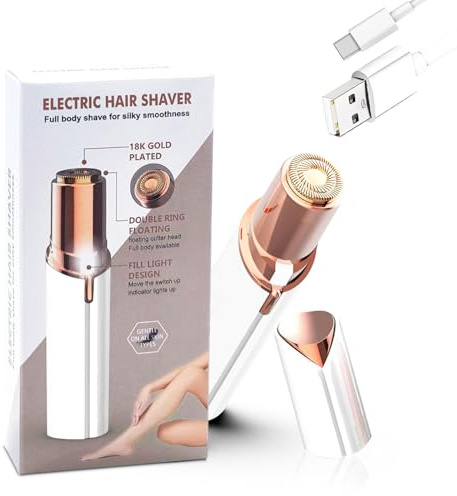 Facial Hair Remover for Women – Electric Face Razor with Light, Hair Removal for Upper Lip, Chin & Cheeks – Color White