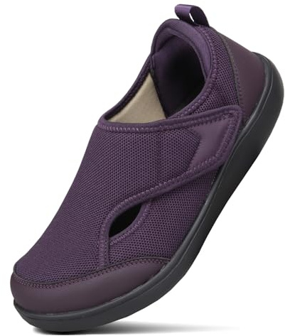 Kanlanlo Womens Wide Diabetic Shoes Adjustable Walking Shoes Wide Width Sneakers for Arthritis Edema Swollen Feet Indoor Outdoor (Purple, Adult, Women, 8.5, Numeric, US Footwear Size System, Wide)