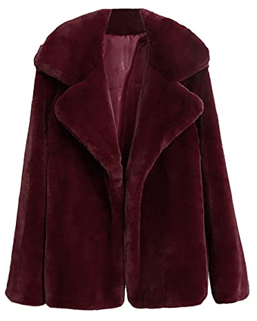 Generisch Chaqueta de cuello alto de pelo sintético para mujer de manga larga, chaquetas de pelo sintético, chaqueta de transición para otoño/invierno, cálido abrigo de piel, chaqueta esponjosa