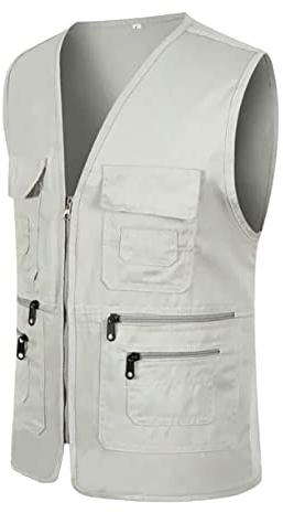 Gilet da viaggio leggero multi tasca, gilet da viaggio resistente, con tasche con cerniera e tessuto traspirante, pratico gilet da pesca o fotografia, ideale per passeggiate sul molo o sentieri