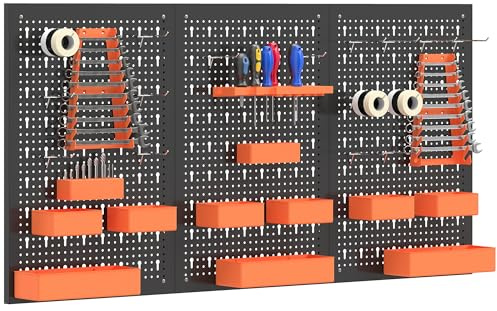 HOMCOM Organizador de Herramientas de Pared 120x60 cm Negro y Naranja