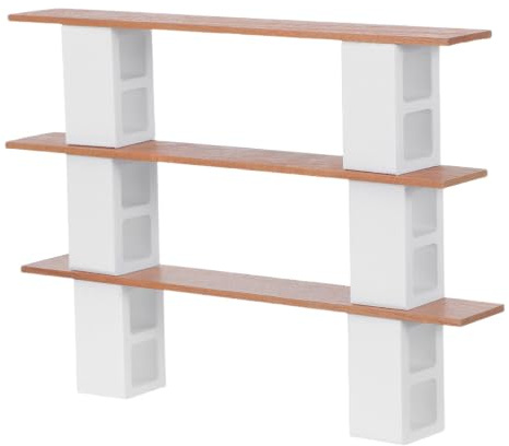ULTECHNOVO Étagère à Livres Miniature en Bois de Cerisier à 3 Niveaux pour Maison de Poupée, Présentoir Fonctionnel pour Organiser Accessoires Miniatures Salon ou Bureau