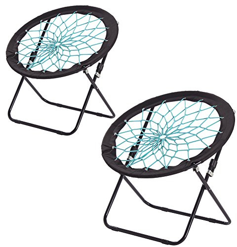 CampLand Bunjo Bungee Dish Chair-Versatile Folding Chair with Fun Bouncy Design-for Room Garden Dorm Rooms and Lounging in Living Rooms Set of 2pcs