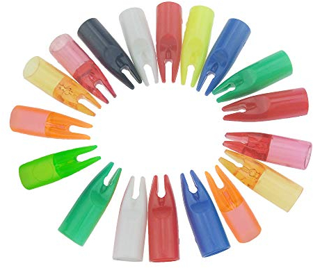 AMEYXGS 100 Stück Bogenschießen Pfeilnocken Kunststoffnocken Pfeilschwanz für 8mm Pfeilschaft (Transparentes Orange)