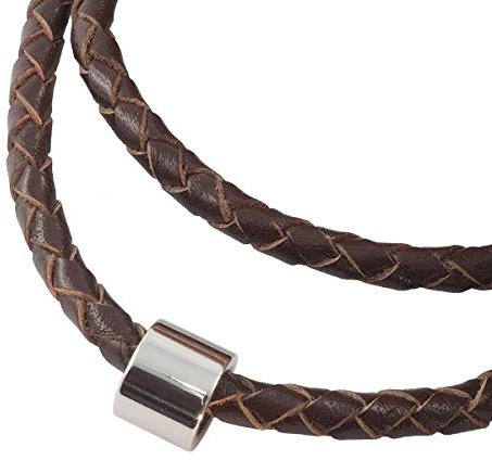 King Design läderkedja hänge läderband läderarmband dam halsband med tryckstängning med spak, Läder
