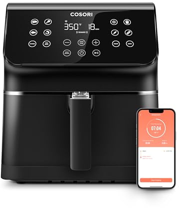COSORI Air Fryer Pro Smart 5.8QT that Roast, Bake, 3-Way Control, 12-IN-1 Customizable Functions, Online Recipes, Detachable Basket, Works with Alexa & Google Assistant