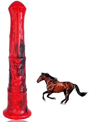 Roluck Sex Spielzeug für Die Männer Frauen 27 cm analdildo Extra lang Pferd Dildo G-Punkt Stimulator Tier Penis Analdildo Dong Prostata-Massagegerät (Rot + Schwarz)