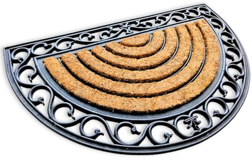FACILITYS Terre Jardin - Paillasson Exterieur Entree, 75 x 45 x 1,5 cm - Paillasson Coco, Fibres de Coco Naturelles sur Cadre en Caoutchouc - Tapis d'Entrée Intérieur, Essuie-Pied Demi Lune