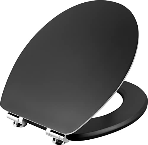 Cornat WC-Sitz Prime Black Steel - Ansprechendes Design - Hochwertiger Holzkern - Absenkautomatik & Schnellbefestigung - Komfortables Sitzgefühl - schwarz / Toilettensitz / Klodeckel / KSBSSC51