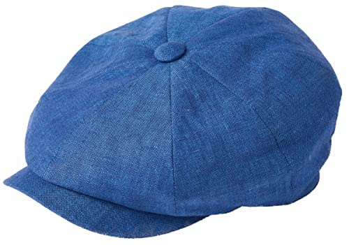 Failsworth Hats Alfie Irish Linen Newsboy Gorra - Denim, azul marino, 57