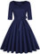 MINTLIMIT Women's 1950s Sweetheart Vintage Dresses Audrey Hepburn Style Party Dresses,3/4 Sleeve - Navy,XX-Large