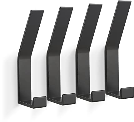 KYOEON Garderobenhaken Wand-Montiert, Kleiderhaken Schwarze 4 Stück, Handtüchern Roben Haken Wandhaken für Küche, Tür, Badezimmer, Foyers und Flure