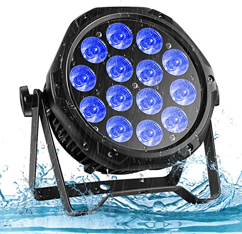 PUZILOZA 70W Impermeable Par LED IP65, RGBW 14 LED Luces Escenario Exterior D MX 4/8CH, Luz Discoteca para DJ Fiesta Banda Muestra Boda Navidad