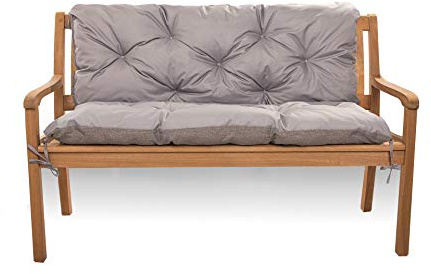 Cojín de asiento para columpio de Hollywood, cojín de banco para exteriores, columpio de jardín, con respaldo (160 x 50 x 50 cm, gris)