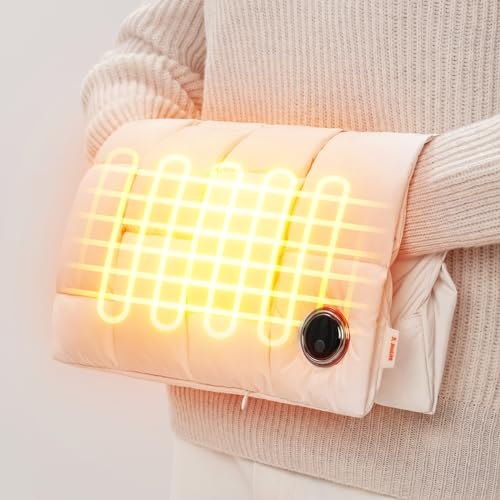 JISULIFE wiederaufladbare Handwärmer, 6-stufig beheizte Handschuhe mit Einer【5000 mAh】 Powerbank, Mehrfunktionsheizkissen und Handwärmer, beheizte Handschuhe für Frauen, Kinder, Jagd, Camping - Beige