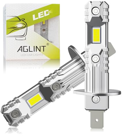 AGLINT H1 LED Strålkastarlampor 60W 16000LM Superljus Med Fläkt 1:1 Mini 12V LED-strålkastare för Bilar Bil LED Dimljus Ersättning för Halogen 6500K Vit 2Pcs