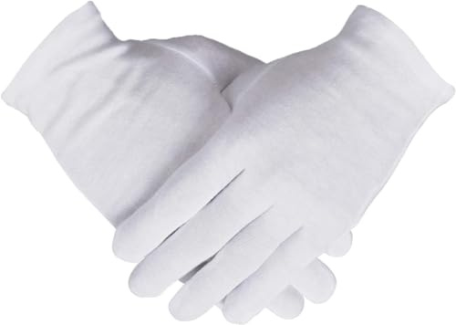 Sharpots Lot de 20 paires de gants de travail respirants en coton blanc pour femme ayant les mains sèches, matériau hydratant pour l'eczéma – Pièces d'archivage et inspection de bijoux (10 paires)