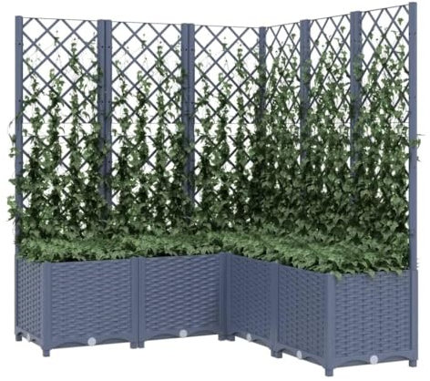 Aiuola Da Giardino Rialzata In Plastica Con Traliccio, Fioriera Con Traliccio, Cassette Da Giardinaggio Da Giardino All'aperto For Piante Rampicanti Ortaggi, Aiuola Da Giardino 80x40x121,5 Cm For Verd