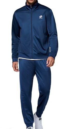 Lotto Tuta da allenamento da uomo, blu, taglia XL, vestibilità regolare, 100% poliestere, con elastico in vita e pratiche tasche laterali
