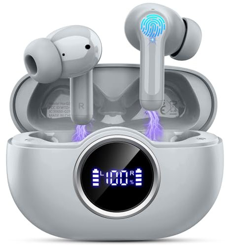 Wireless Earbuds, Bluetooth 5.4 Headphones in Ear with 4 ENC Mic, 2025 Wireless Headphones Noise Cancelling Ear Buds, Deep Bass Stereo Bluetooth Earphone 36H Playtime, IP7 Waterproof/LED Display/USB-C