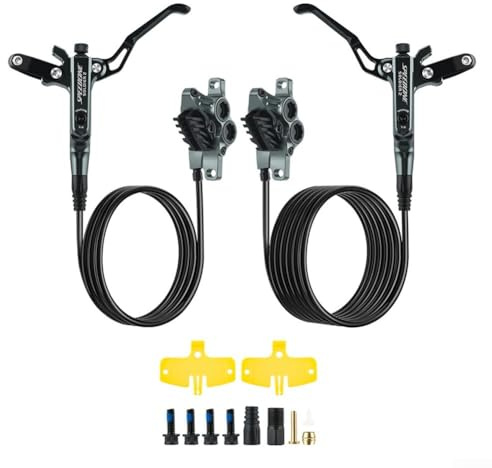 Performance Fahrradbremsen, Vierkolben-Mountainbike-Hydraulik-Scheibenbremse, elektrische Kraft-Bremsscheibe, Fahrradteile für Radfahrer (schwarz)