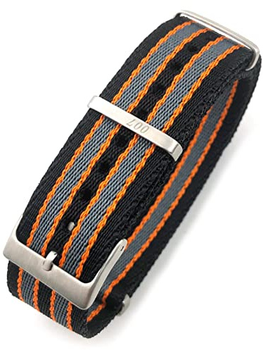 20mm 21mm Nylon Watchband för Watch Seamaster 007 Commander Soft Canvas Fabric Strap/007 Black Orange/20mm