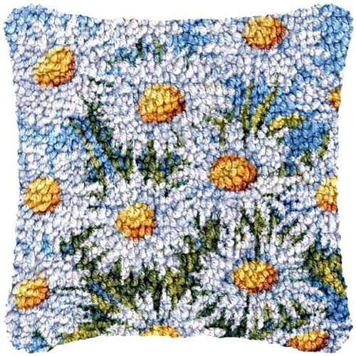 JUYIYUANFUZH Kit De Gancho De Pestillo De CojíN Kit Ganchillo Juego De Cojines De Anudado Margarita Kits De Gancho De Pestillo Para Adultos 43 X 43 Cm