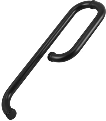 ROMISBABA Maniglia Porta Doccia in Acciaio Resistente Nero, Pomello Rotondo per Porte Scorrevoli in Vetro, Maniglia Accessibile senza Barriere per Bagno Installazione Fai da Te