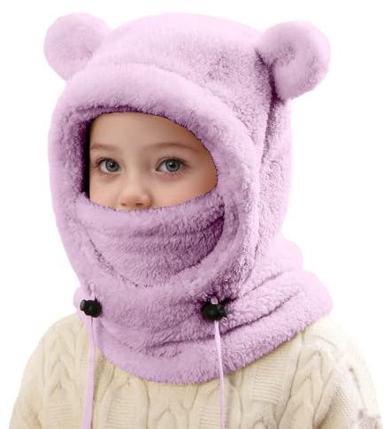 Générique Cagoule d'hiver Thermique pour Enfants 3-10 Ans Multifonction Coupe-Vent Réglable Écharpe de Ski Bonnet en Polaire Chaude Casquette Tour de Cou écharpe pour Garçons Filles