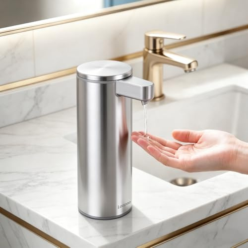 Distributore di sapone automatico in acciaio inossidabile, distributore di sapone liquido elettrico: Distributore di sapone automatico liquido con sensore a infrarossi - Ricarica USB-C, Set