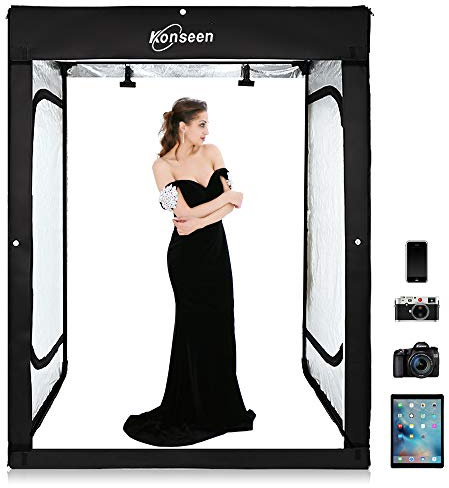 Professional Photo Light Box Photography Studio Dimmable LED Large Shooting Tent Cube 47x39x78inch Video Continuous Lighting Lightbox Soft Box with 3 Colors PVC Backdrops and Carrying Bag
