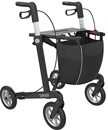 Rehasense Server Aluminium Leichtgewichtrollator schwarz L - 62 cm TPE-Bereifung